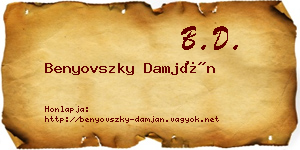 Benyovszky Damján névjegykártya